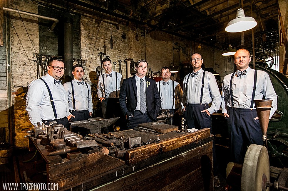 Groomsmen at the Machinery Gallery - Baltimore Museum of Industry wedding